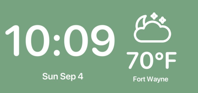 sage green homescreen time and weather