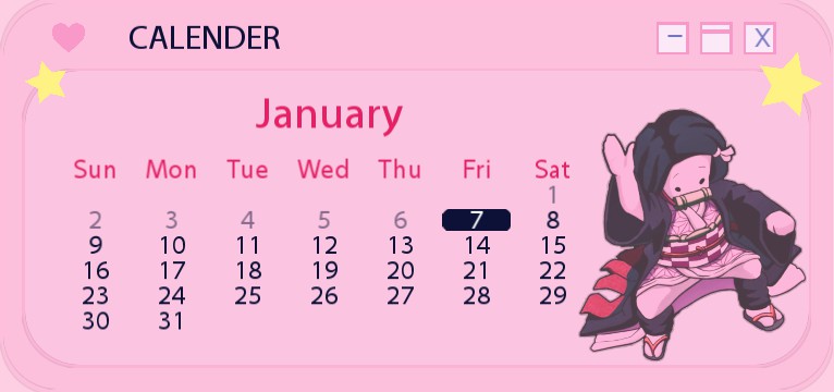Pink Calendar Nezuko Copy