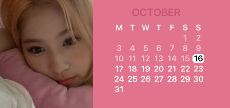 Sana pink themed calendar