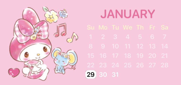 My Melody Pink Calendar