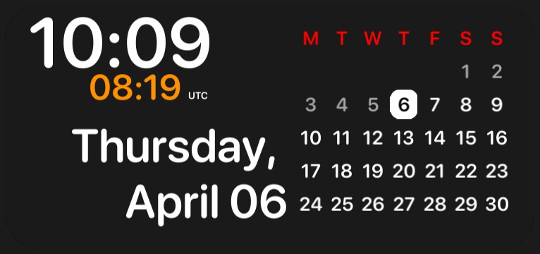 Dual Time Calendar White