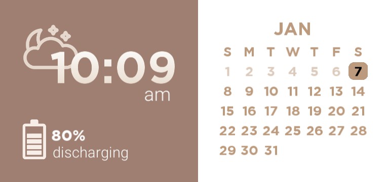 calendar widget brown/white