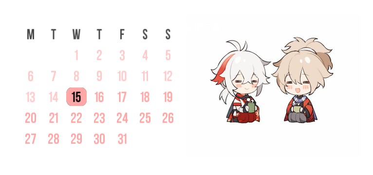 kazuha x tomo calendar