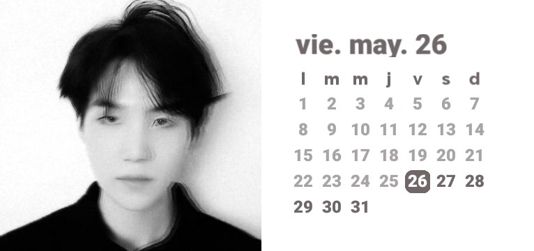 Yoongi Grey Calendar 