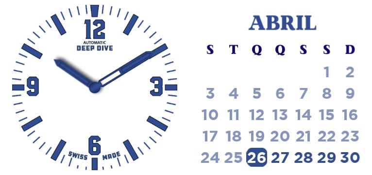 Clock Calendar widget Azul Marinho