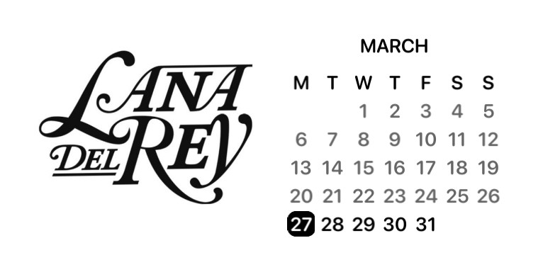 Lana Del Rey calendar widget 3