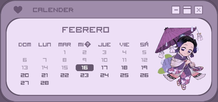 Purple Calendar Shinobu