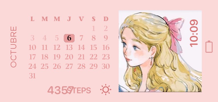 calendar, time, steps, battery soft pink