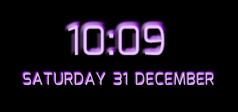 medium time and date neon purple
