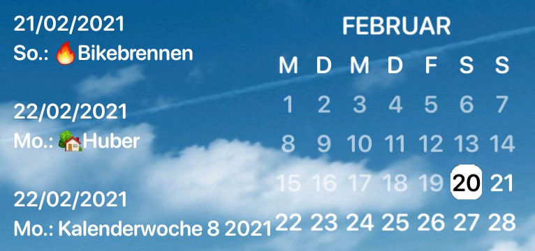 Widget Kalender Wolke