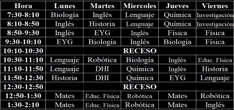 Horario clases 