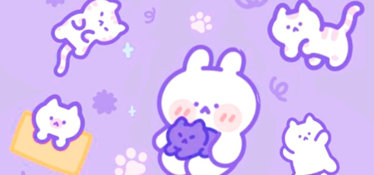 Aesthetic Purple Bunny Cat