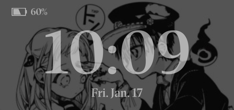 hanako-kun - time, date, and battery