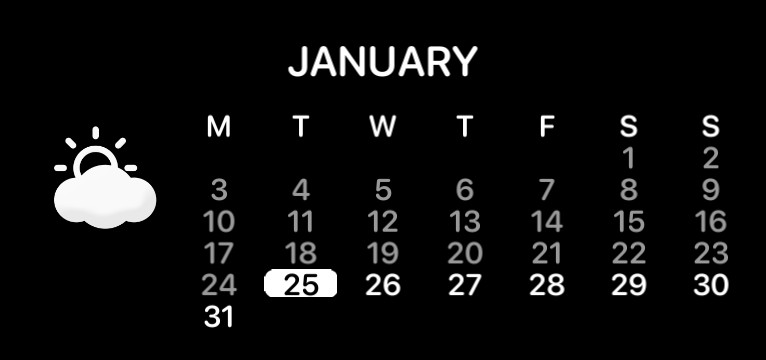 calendar + weather black theme