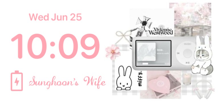 pink clock widget 