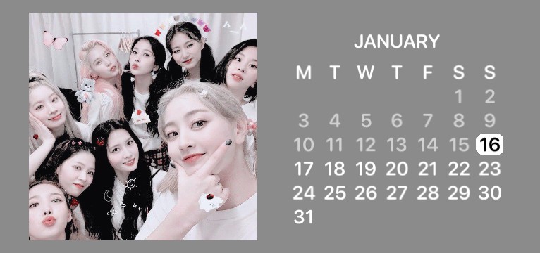 TWICE simple grey calendar