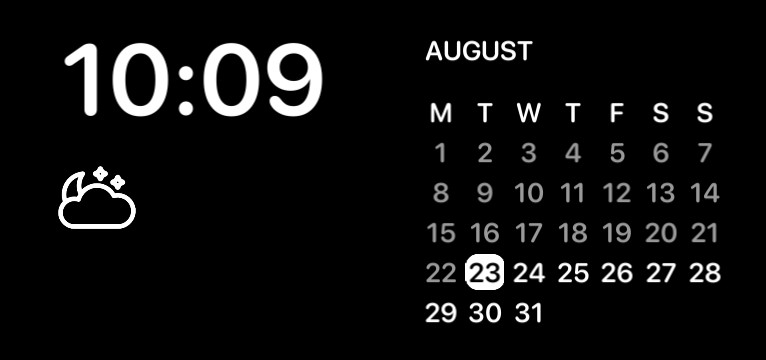 Simple black time and calendar