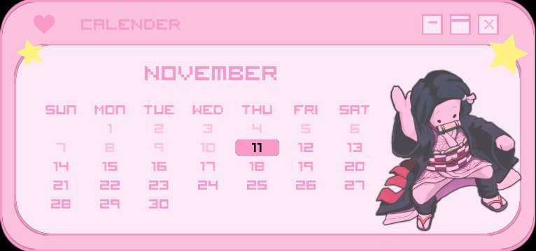 Pink Calendar Nezuko Copy