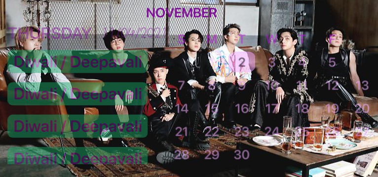 calendar bts SG 22
