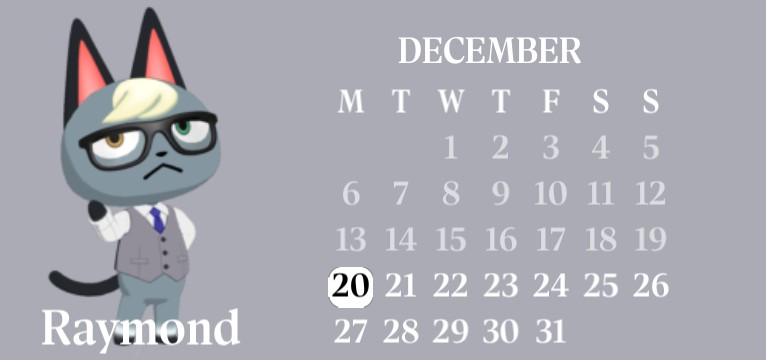 ACNH Raymond Calendar