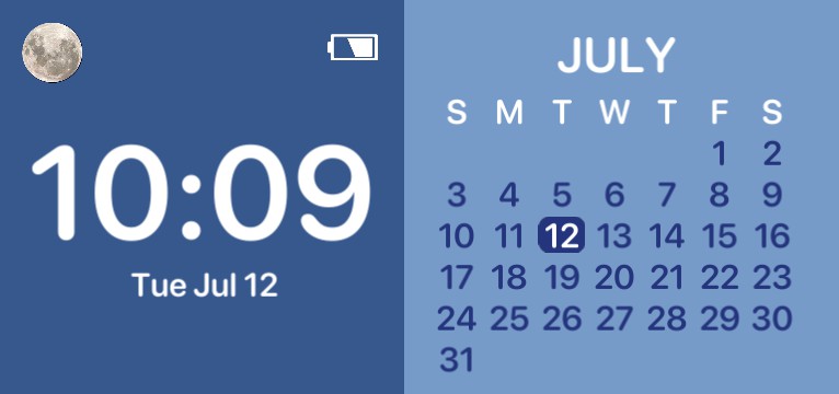 time +calendar blue themed