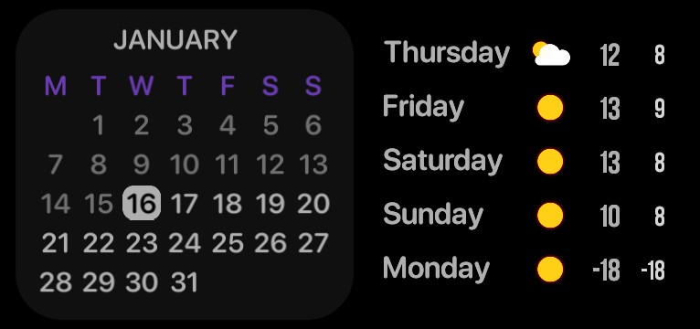 Calendar & Weather 