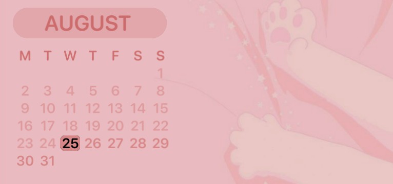 Pink cat paw calender