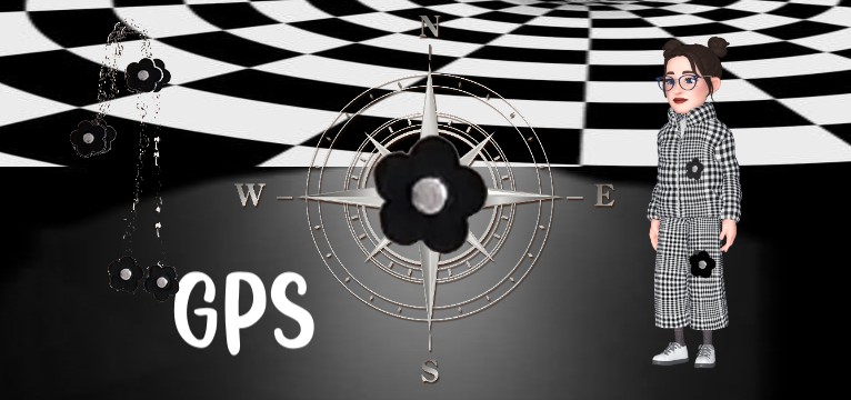 GPS Ich Black White Flower 