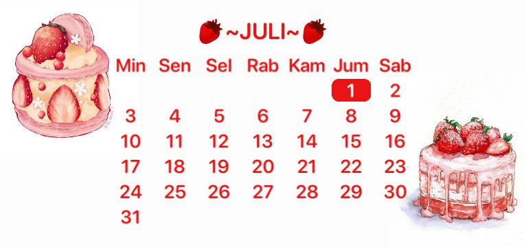 strawberry cake calendar