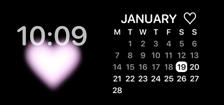 pink heart calendar in black