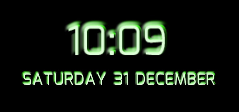 medium time and date neon green