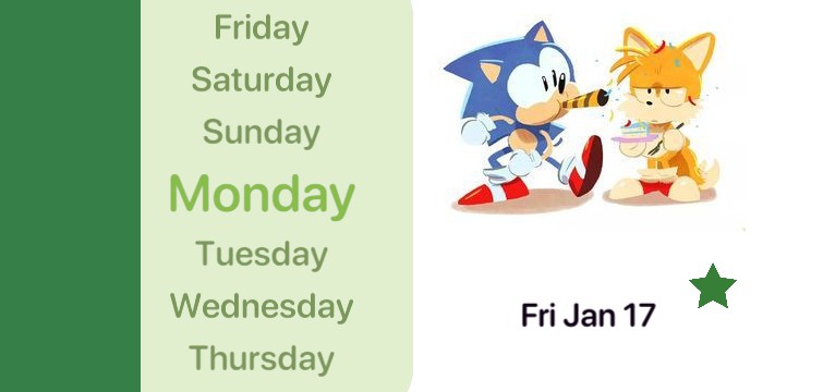 tails and sonic date chart