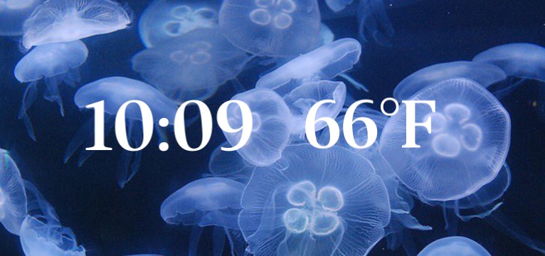 blue weather and time widget