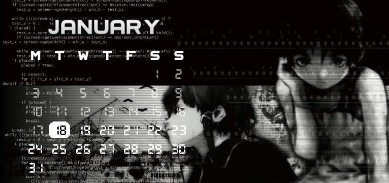  black & white lain calendar