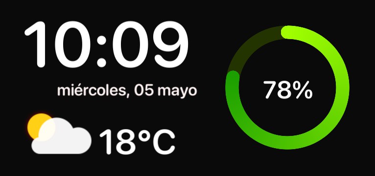 Hora, clima y batera
