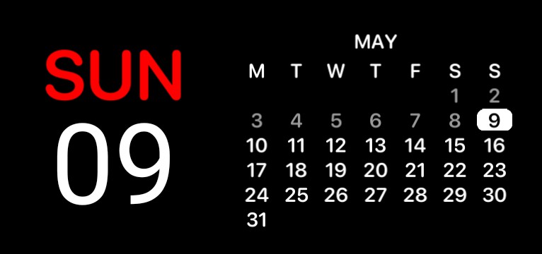 Black Red Date Calendar