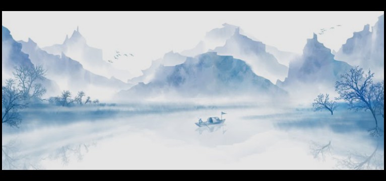 Pastel blue landscape