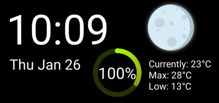 clock, weather and battery