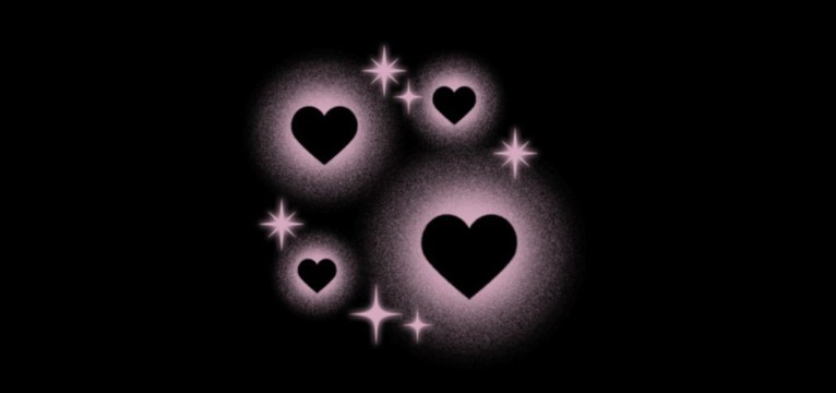 pink fade black heart
