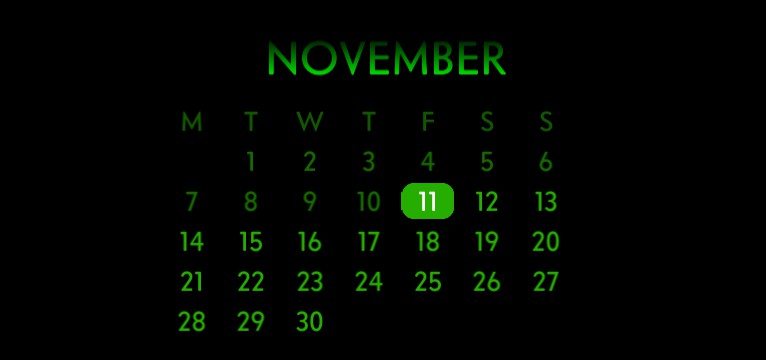 green & black calendar 