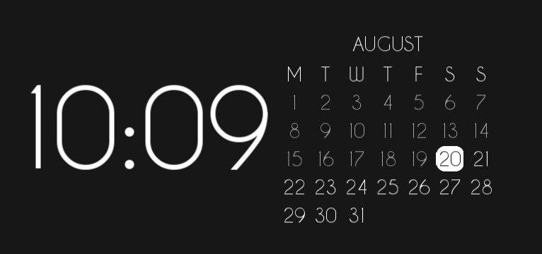 Dark plane widget calendar and time 24h