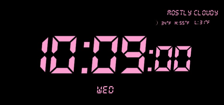 pink digital clock