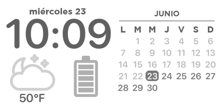 Time, Battery, Calendar and Hour Widget