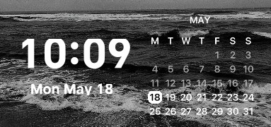 black aesthetic clock, calendar widget