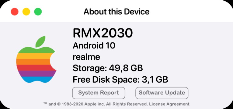 About this Device Dark mode auto Copy