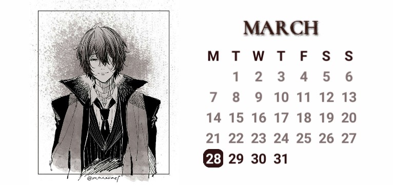 Widget Calendar Dazai Osamu