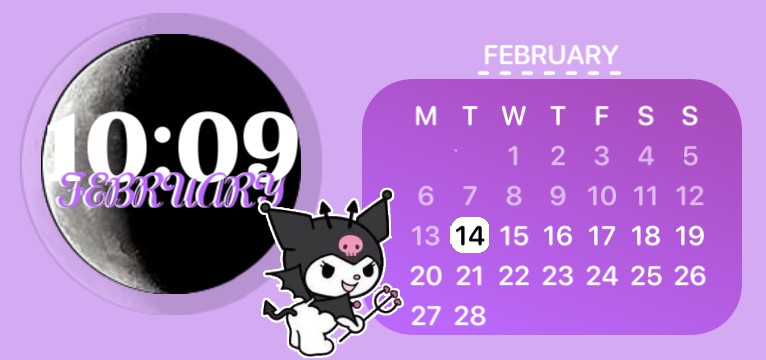 kuromi widget time date moon