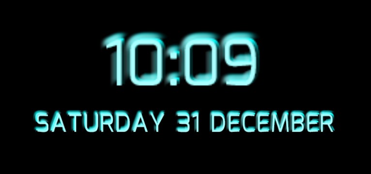 medium time and date neon cyan