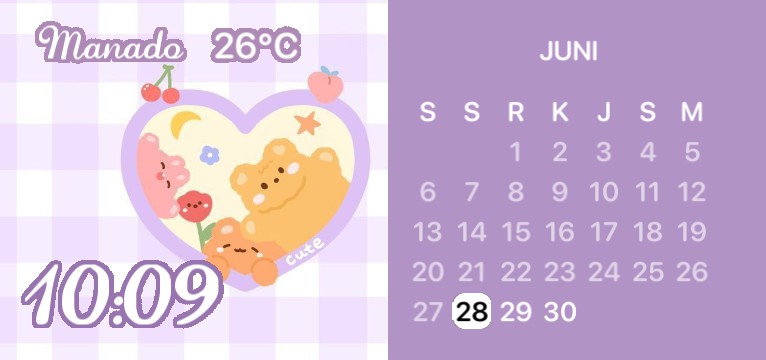 Cute bear purple widget