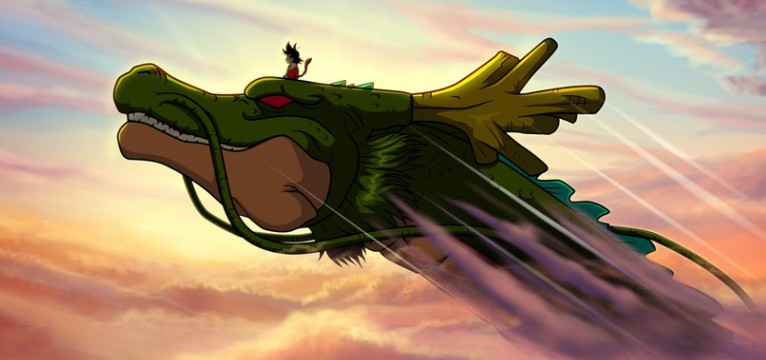Goku kid on Shenron